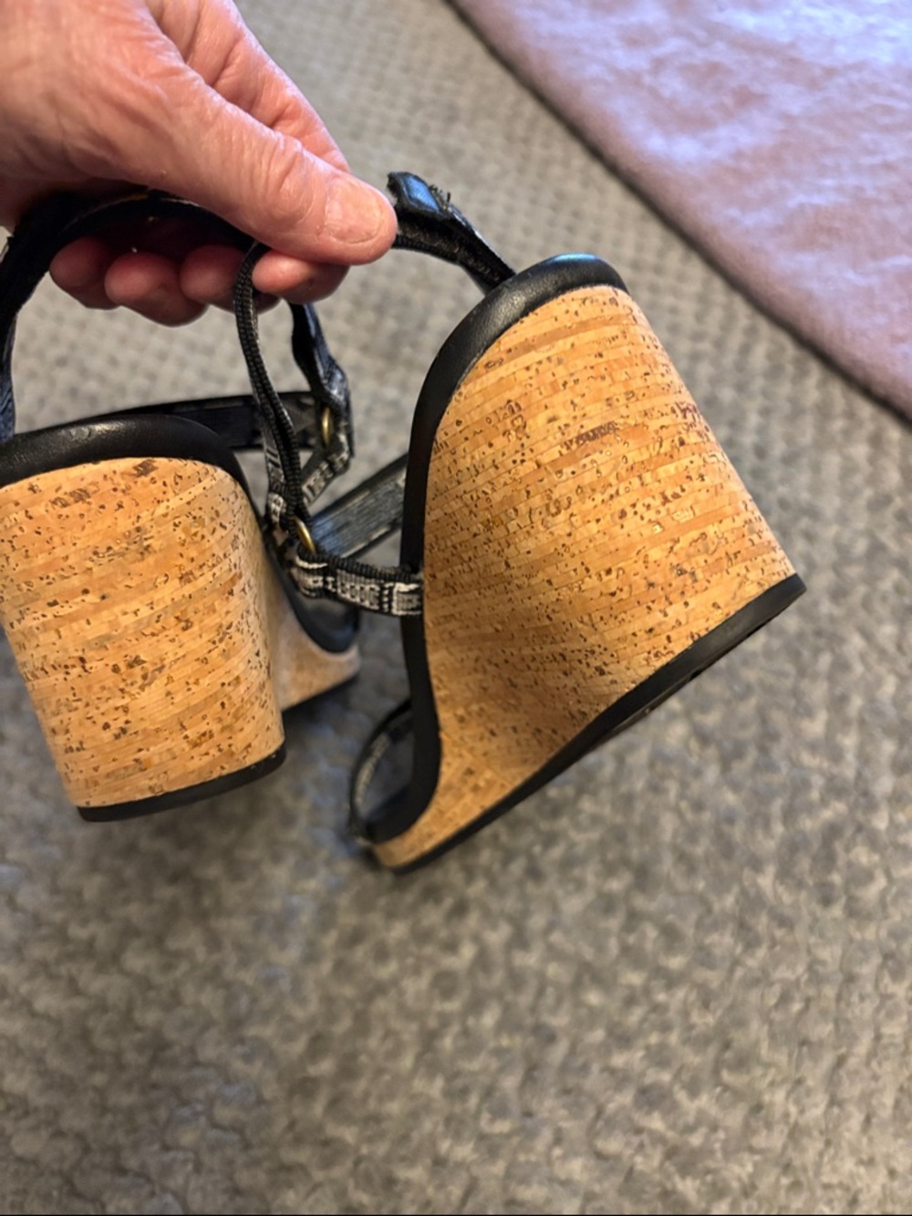 Teva Black and White Patterned Wedge Sandals - Picture 4 of 5